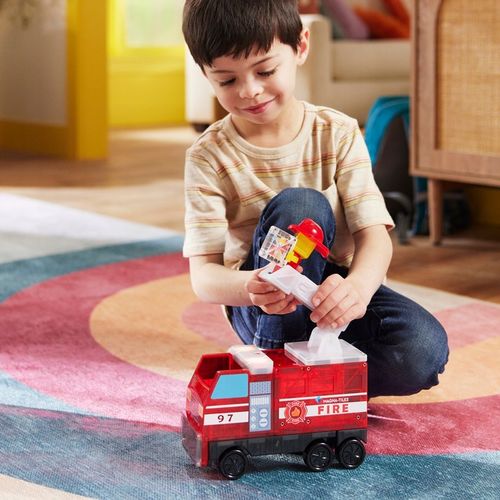 KLOCKI MAGNETYCZNE KONSTRUKCYJNE REMIZA STRAŻACKA Z WOZEM 50 EL MAGNA TILES na Arena.pl