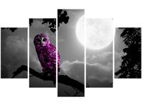 70 100CM OBRAZ 5 ELEM FIOLETOWA SOWA DRUK PŁÓTNO