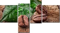 100 55CM OBRAZ 4 ELEM ZIARNA KAWY DESCE PŁÓTNO DRUK