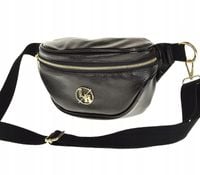 Laura Biaggi - torebka nerka saszetka listonoszka czarna błyszcząca KB179