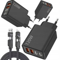 SZYBKA ŁADOWARKA SIECIOWA USB TYPE-C 120W QC 3.0 PD do TELEFONU LAPTOPA