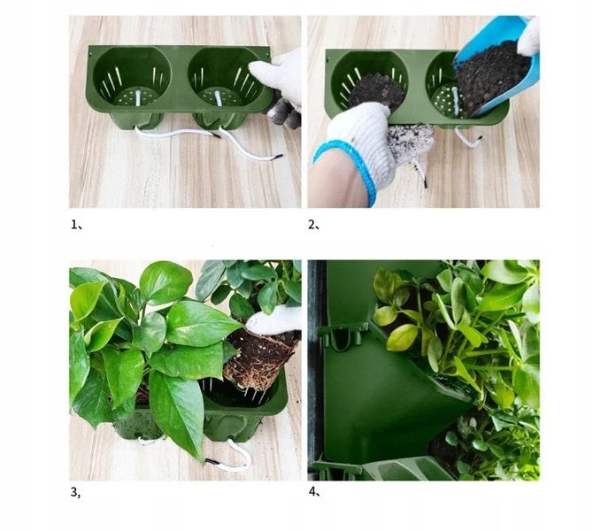 Doniczka ŚCIENNA Podwójna z NAWADNIANIEM 24cm WERTYKALNA Kaskada MODUŁOWE zdjęcie 2