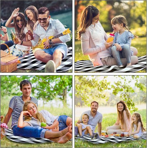 Koc Piknikowy Plażowy Z Izolacją 200X200 Cm - Czarno Biała Krata na Arena.pl