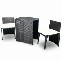 KOMPLET MEBLI NA BALKON RATTAN CZARNY 2-OSOBOWY