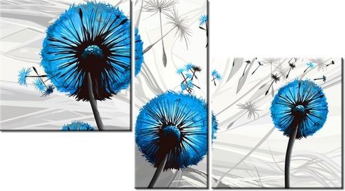 90CM 50CM 3 ELEM. OBRAZ DMUCHAWCE NIEBIESKIM ŚCIENNY DRUK PŁÓTNO RAMA na Arena.pl