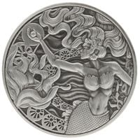 Samoa: Mermaid & Pearl 1 uncja Srebra 2025 Antiqued Coin
