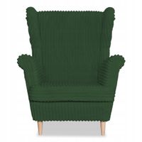 Fotel uszak Rene skandynawski  zielony sztruks paski modny