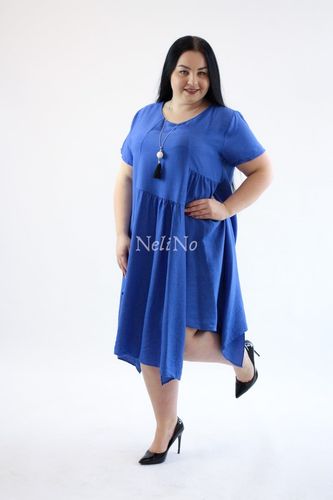 Asymetryczna sukienka z krótkim rękawem Mell Granatowa UNI na Arena.pl