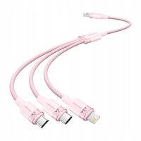 2 x Kabel Vention 3w1 1.5m USB-C Micro USB Lightning Różowy