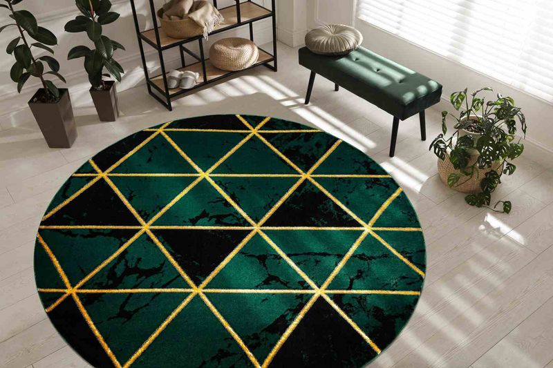 RUG/LU/ESTEMA/MARBLETRIANGLES/BOTTLEGREEN+GOLD/R120 zdjęcie 2