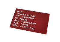 Odtworzenie, wykonanie tabliczki znamionowej na zamówienie kolor czerwony