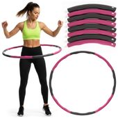 Hula hop treningowe 88 cm składane, piankowe NBR szaro-różowe