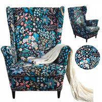 POKROWIEC NA FOTEL USZAK KWIATY LIŚCIE WZORY ELASTYCZNY UNIWERSALNY