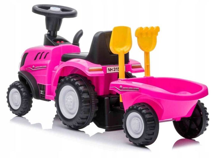 Jeździk pchacz chodzik traktor z przyczepą New Holland różowy zdjęcie 4