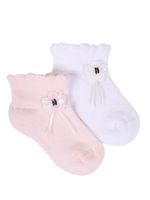 Skarpety dziewczęce bawełniane ażurowe kwiatek 2PAK 6-12 miesięcy YOCLUB