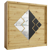 Garderoba Szafa Przesuwna 200 cm Artisan + Grafit Lustro SNIKS FD