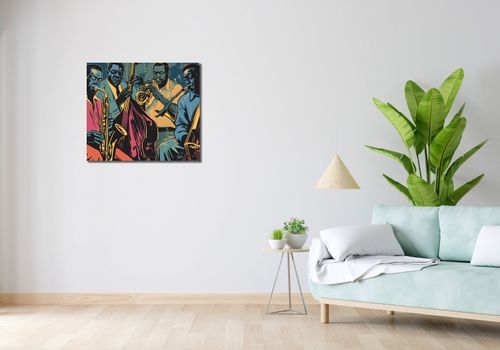 Obraz 70x60cm Jazzmani w Gazie na Arena.pl