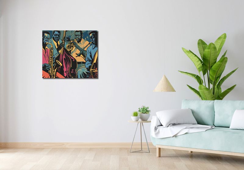 Obraz 70x60cm Jazzmani w Gazie zdjęcie 2