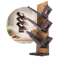 Drewniany Wieszak ścienny John Paddle na Wino i Kieliszki Gold Lewy