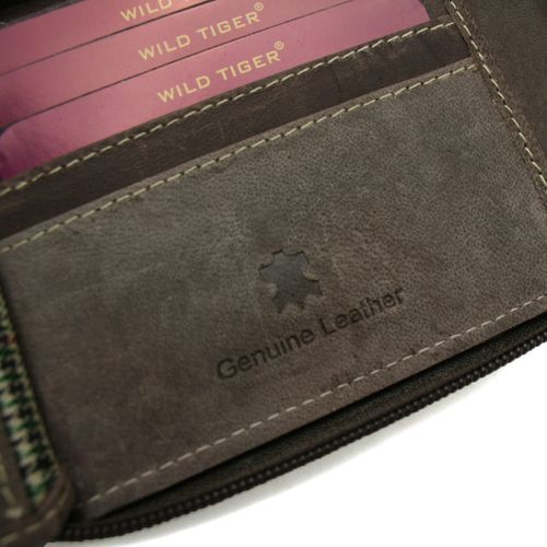 portfel męski poziomy z nubuku wild tiger - ciemnobrązowy na Arena.pl