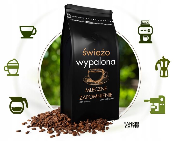 Kawa ziarnista do mleka 1kg ARABICA ŚWIEŻO PALONA Mleczne zapomnienie zdjęcie 4