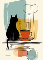 Plakat 50x70cm Kot i Kawa