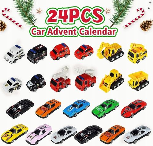 KALENDARZ ADWENTOWY 24 ELEMENTY SAMOCHODY AUTA AUTKA DLA CHŁOPCA PREZENT na Arena.pl
