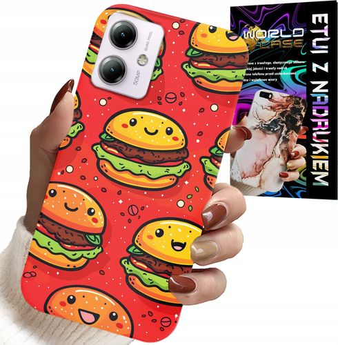 ETUI DO MOTOROLA MOTO G14 - SŁODKIE UŚMIECHNIĘTE BURGERY POKROWIEC na Arena.pl