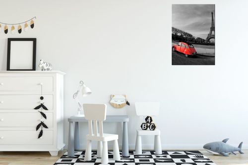 Obraz 50X70 Czerwone Auto Przy Wieży Eiffla na Arena.pl