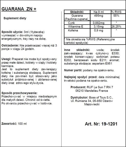 Supl.diety-Aphrodict Guarana Zn + 100 Ml zdjęcie 2