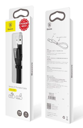 Kabel USB Micro Iphone 2w1 Baseus Portable 23cm 2A czarny na Arena.pl