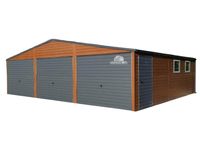 GARAŻ BLASZANY 9m x 6m poziom - dwuspad 3x Brama uchylna GB297