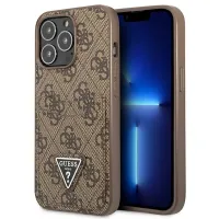 Etui Guess 4G Triangle Logo Cardslot na iPhone 13 Pro / 13 - brązowe
