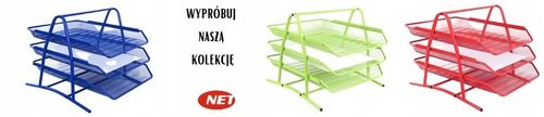 Organizer z szufladami półka na dokumenty metal 3 poziomowa Net czerwona na Arena.pl