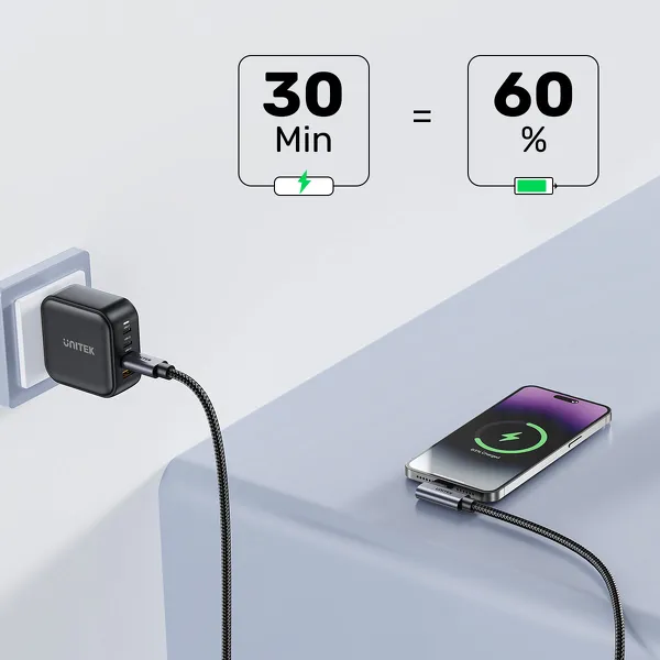 Unitek Kabel USB-C kątowy 90° PD100W 1m zdjęcie 4