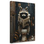 Obraz nowoczesny do łazienki wc pokoju humor, Szop pracz