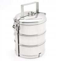 TURYSTYCZNA MENAŻKA OBIADOWA na biwak piknik STALOWY POJEMNIK NA 3 obiady