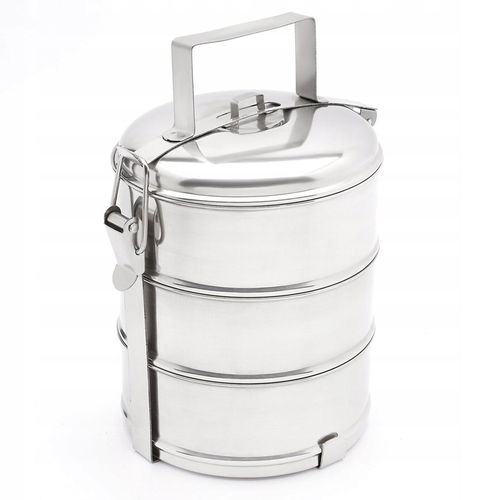 TURYSTYCZNA MENAŻKA OBIADOWA na biwak piknik STALOWY POJEMNIK NA 3 obiady na Arena.pl