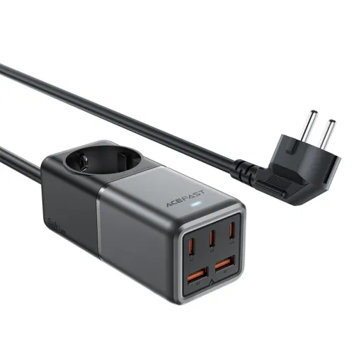 Ładowarka biurkowa Acefast Z2 GaN 75W PD 3x USB-C 2x USB-A - czarno-szara na Arena.pl