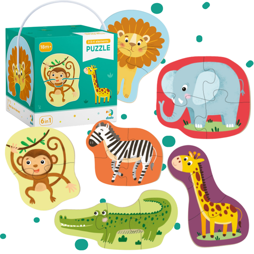 Puzzle Edukacyjne 2-3-4 Elementy Dzikie Zwierzęta Dla Dzieci Dodo 300153 na Arena.pl