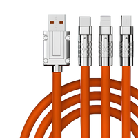 Kabel szybkiego ładowania USB 3w1 typu C 120w 6A 150cm pomaranczowy