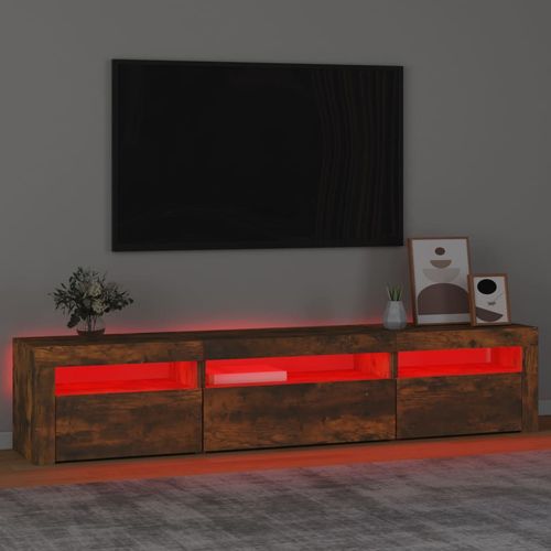 Szafka pod TV z oświetleniem LED, przydymiony dąb, 195x35x40 cm na Arena.pl