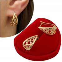 ZŁOTE KOLCZYKI AŻUROWE KROPLE CODZIENNE ELEGANCKIE DLA KOBIETY POZŁACANE