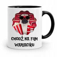 Kubek Czarny Śmieszny Zabawny Chodź Na Film Wariat Z Nadrukiem Ze Zdjęciem
