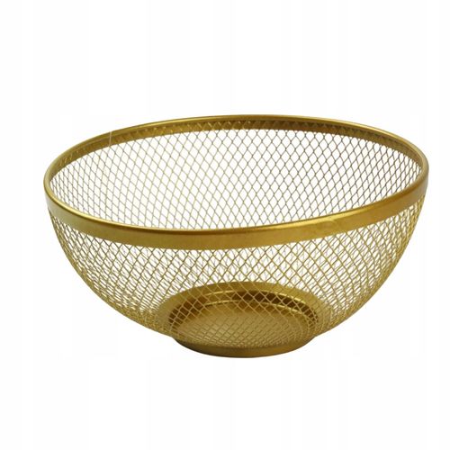 METALOWY KOSZYK ZŁOTY OKRĄGŁY MISA 26CM MISKA POJEMNIK NA OWOCE WARZYWA na Arena.pl