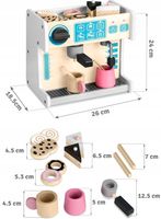 DREWNIANY EKSPRES DO KAWY KAWIARNIA CUKIERNIA FILIŻANKI ZABAWKA 2W1