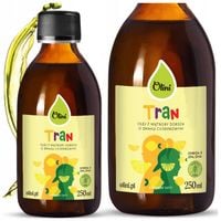 Tran norweski cytrynowy Omega-3 Olini witamina D3 i A EPA DHA 250 ml