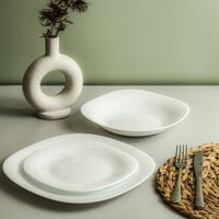 Serwis obiadowy na 12os do zmywarki biały komplet talerzy zestaw kwadratowy