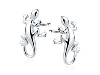 SREBRNE KOLCZYKI WKRĘTKI JASZCZURKI KAMELEON GEKON