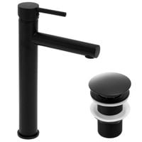 Zestaw wysoka bateria umywalkowa stojąca i korek klik-klak czarny Yoka